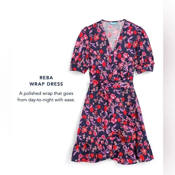 NWT Draper James Reba Wrap Dress In Fall Poppy Blooms - Picture 2 of 7